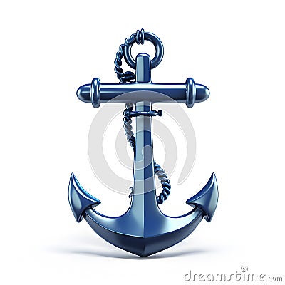 Blue anchor, ship anchor isolated Stock Photo