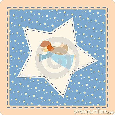 Blue angel with stars Vector Illustration