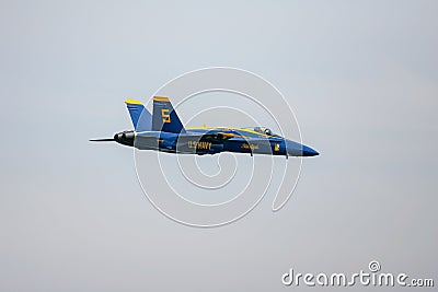 Blue Angels Pilot visible in F-18 Hornet Editorial Stock Photo