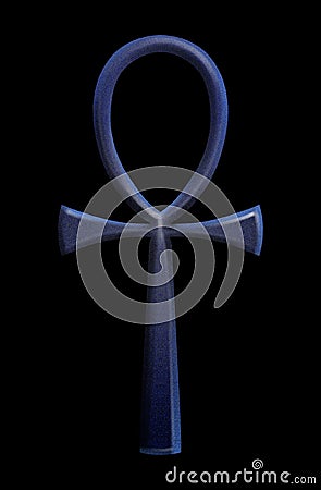 A blue ankh symbol in the style of digital airbrushing. Stock Photo