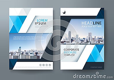 Blue annual report brochure flyer design template, Leaflet cover Vector Illustration