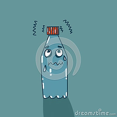 Blue anthropomorphic excited water bottle Stock Photo