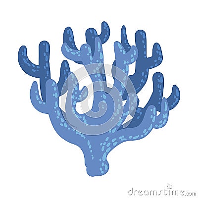 Blue Antler Soft Coral, Tropical Reef Marine Invertebrate Animal Isolated Vector Icon Vector Illustration