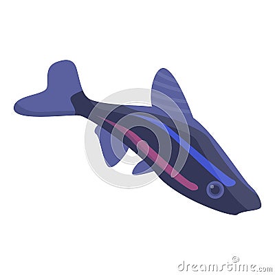 Blue aquarium fish icon, isometric style Vector Illustration