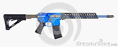 Blue AR15 rifle Stock Photo