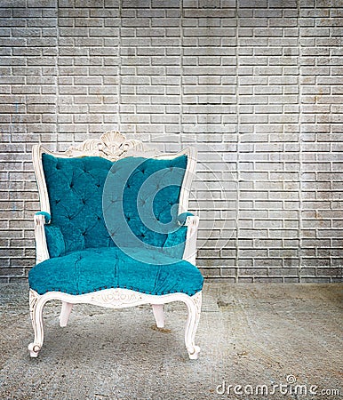 Blue armchair classical style in grunge Stock Photo