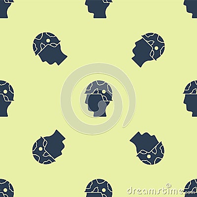Blue Army soldier icon isolated seamless pattern on yellow background. Vector Vector Illustration