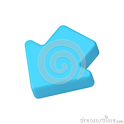 Blue arrow down left diagonal cursor navigation pointer isometric symbol 3d icon realistic vector Vector Illustration