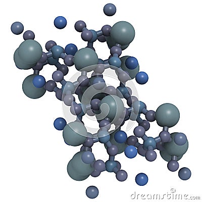 Blue asbestos (crocidolite, riebeckite), crystal structure Stock Photo