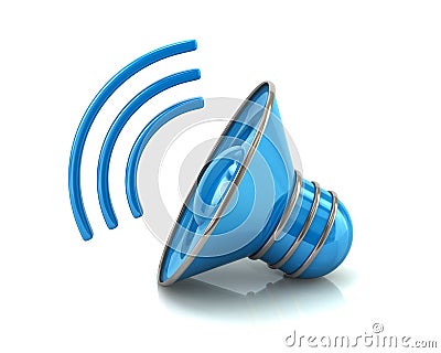 Blue audio speaker volume icon 3d illustration Cartoon Illustration