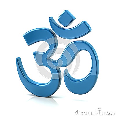 Blue Aum or Om symbol Cartoon Illustration