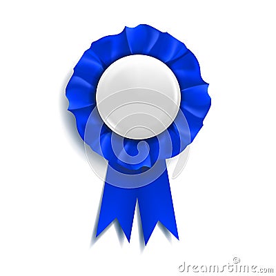 Blue Award Ribbon Vector. Best Trophy. Luxury Product. Object Template. 3D Realistic Illustration Vector Illustration