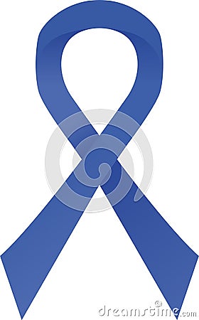 Blue awareness ribbon. Colorectal cancer, child abuse prevention symbol Vector Illustration