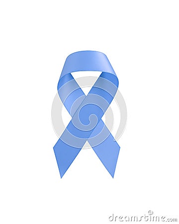 Blue awareness ribbon isolated on white background Stock Photo