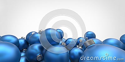 Blue azure 3D christmas balls tree globes on white background Stock Photo