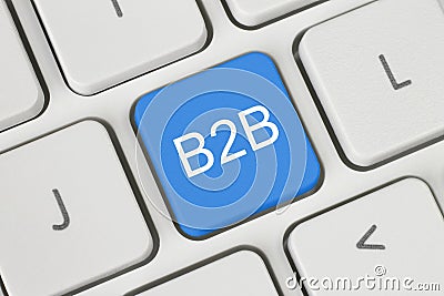 Blue B2B (business to business) button Stock Photo