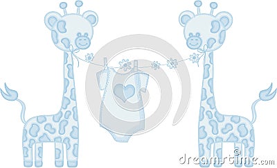 Blue baby boy giraffe Vector Illustration