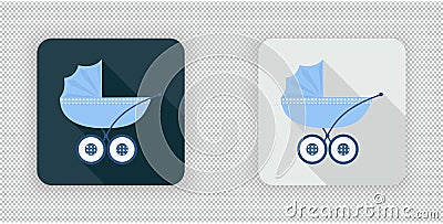 Blue baby carriage for Newborn baby icon Vector Illustration