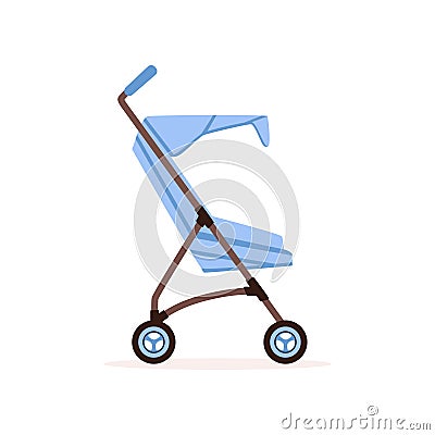 Blue baby carriage, safe handle transportation of toddler vector Illustration Vector Illustration