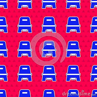 Blue Baby potty icon isolated seamless pattern on red background. Chamber pot. Vector Vector Illustration
