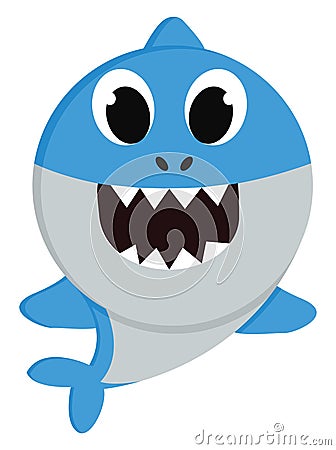 A blue baby shark vector or color illustration Vector Illustration