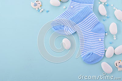 Blue Baby Shower Nursery Background Stock Photo