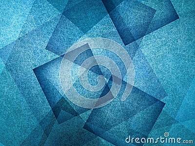 Blue background with absract blue squares in random patter, geometric background Stock Photo