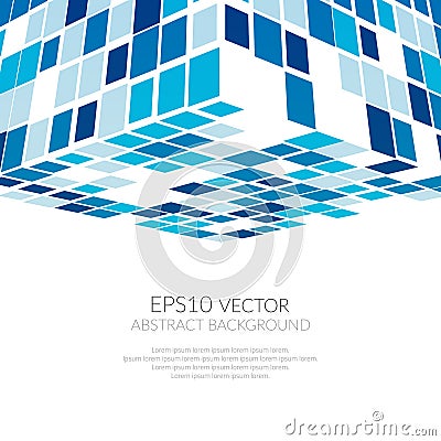 On a blue background abstract white cubes Vector Illustration