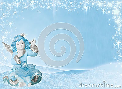 Blue background with angel Stock Photo