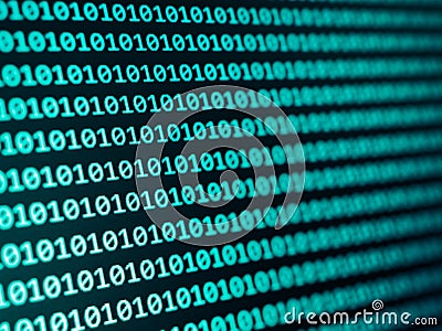 blue background with binary code texture. Cyber crime and cyber security Stock Photo