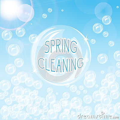 Blue background with bubbles and flare Vector Illustration