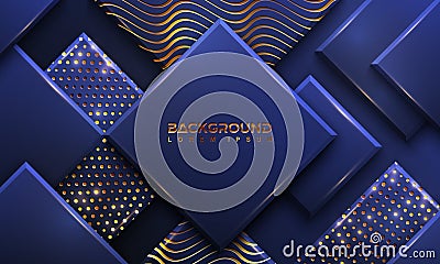 Blue background with 3D style. Luxury background with a combination of dots and lines. Eps10 Vector background Vector Illustration