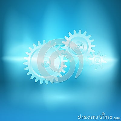 Blue background with gear transmission Vector Illustration