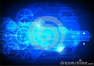 Blue background and gears abstract technology. vector illustration Vector Illustration