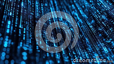 a blue background with many rows of binary dots Stock Photo