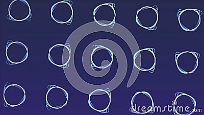 Blue background. Motion. The illuminated lines make up the circles in the animation that move throughout the footage. Stock Photo