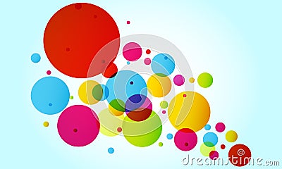 Blue background with multi-colored circles Vector Illustration