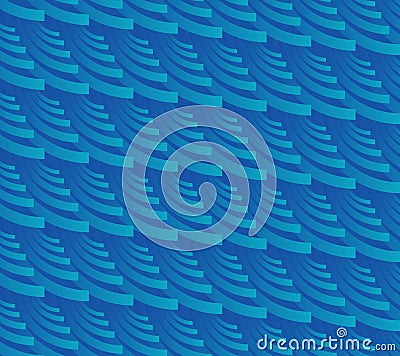 Blue background in optical art style with slant stripes composed of crescents Vector Illustration