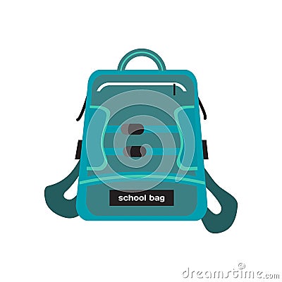 Blue bag school backpack isolated on white background Cartoon Illustration
