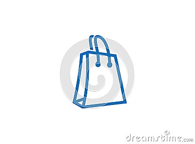 Blue bag shop with hands logo Cartoon Illustration