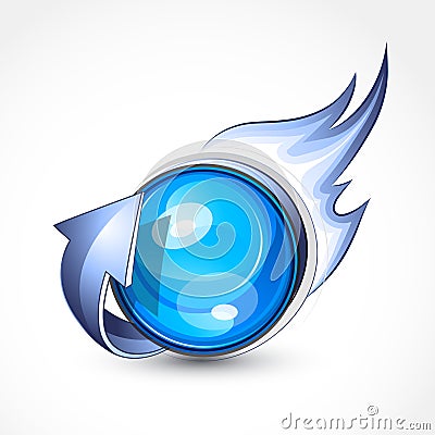 Blue ball with flames Vector Illustration