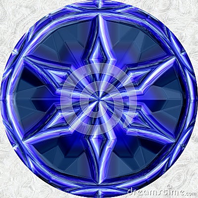 Blue ball sphere round circle orb with ornamental star Stock Photo