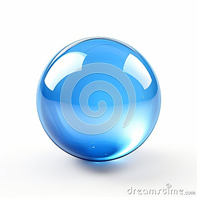 Blue Glass Ball Reflecting Light On White Surface Stock Photo