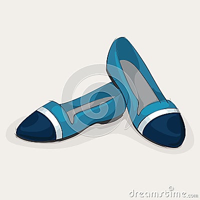 Blue ballet flats Vector Illustration