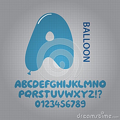 Blue Balloon Alphabet and Numbers Vector Vector Illustration