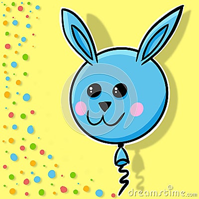 Rabbit Balloon birthday party card Stock Photo