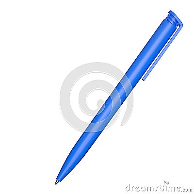Blue Ballpoint Pen isolated on white background Cartoon Illustration