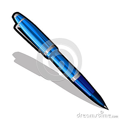 Blue ballpoint pen on a white background Vector Illustration