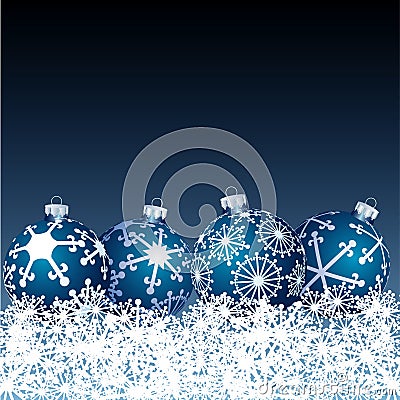 Blue balls in snow Vector Illustration