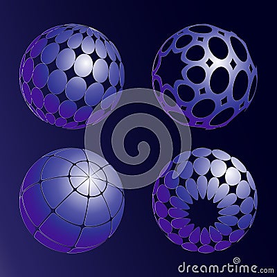 Four blue balls. Vector illustration Vector Illustration